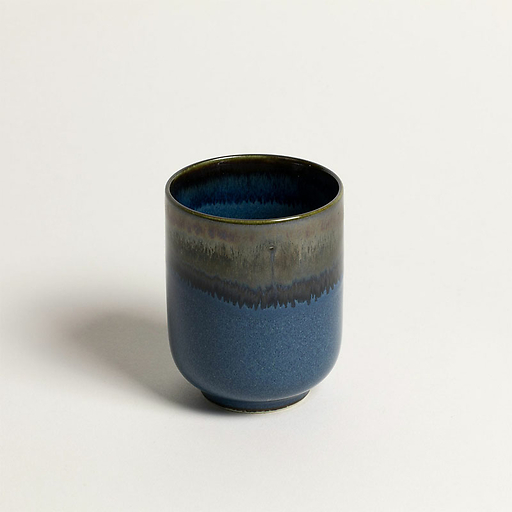 Blue enamel tea cup