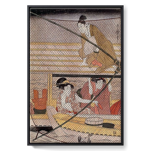 Fishing with a four armed scoop-net (framed canvas)