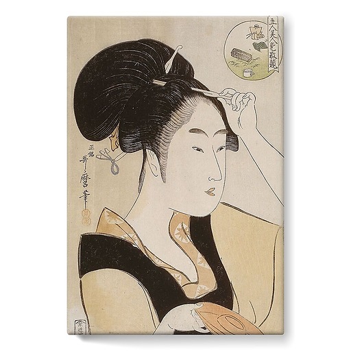 Portrait d'une servante de la maison de thé Suminoe à Shiba (toiles sur châssis)