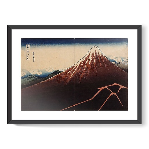 Le Mont Fuji sous l'orage avec des éclairs (affiches d'art encadrées)
