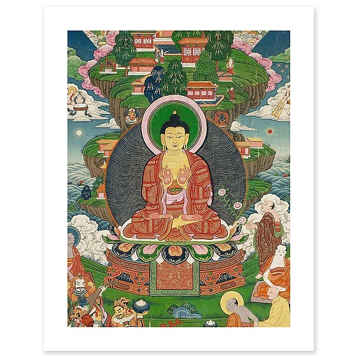 Scène de la vie de Buddha : le grand miracle de Svaravati (toiles sans cadre)
