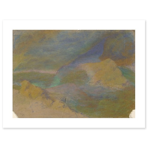 Mountain landscape with rocks in the foreground (canvas without frame)