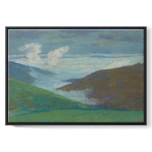 Mountain landscape with sea of clouds (framed canvas)