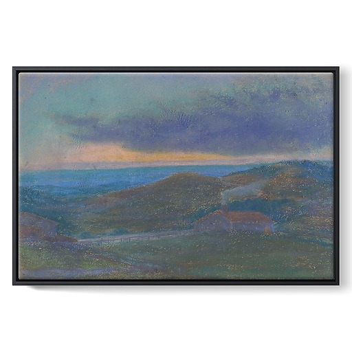 Cottage at sunset (framed canvas)