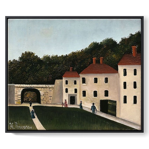 Walkers in a park (framed canvas)