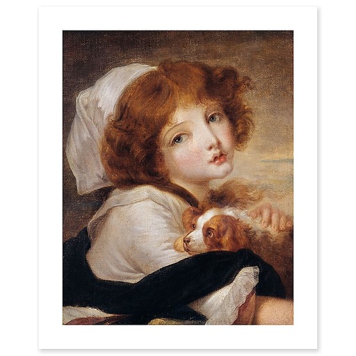 The little girl with a dog (canvas without frame)