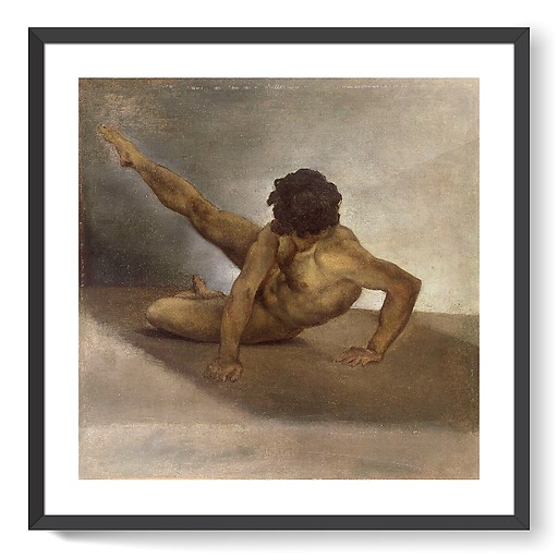 Naked man knocked over on the ground (framed art prints)