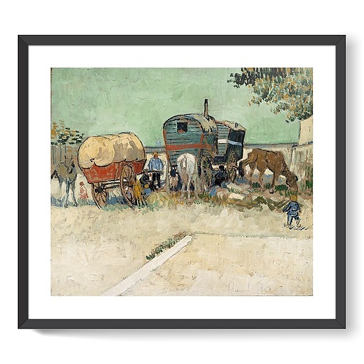 Les roulottes, campement de bohémiens aux environs d'Arles (affiches d'art encadrées)