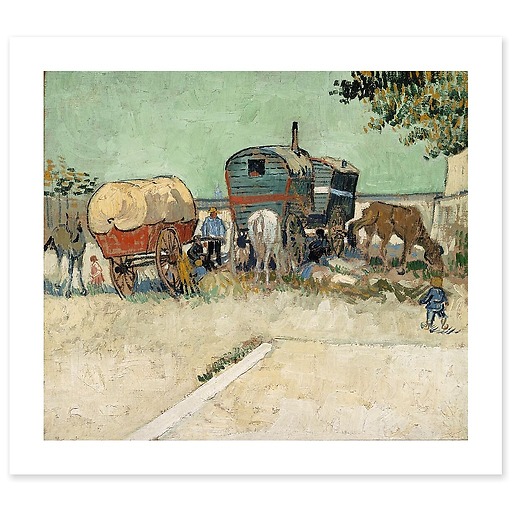 The caravans, a bohemian camp in the surroundings of Arles (canvas without frame)