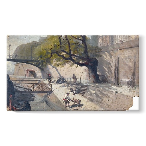 Album des vues de Paris, la berge sous le pont des Beaux-Arts (toiles sur châssis)