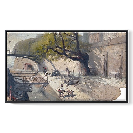 Album des vues de Paris, la berge sous le pont des Beaux-Arts (toiles encadrées)