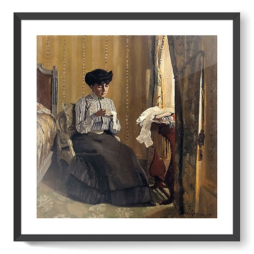 Woman sewing in an interior (framed art prints)