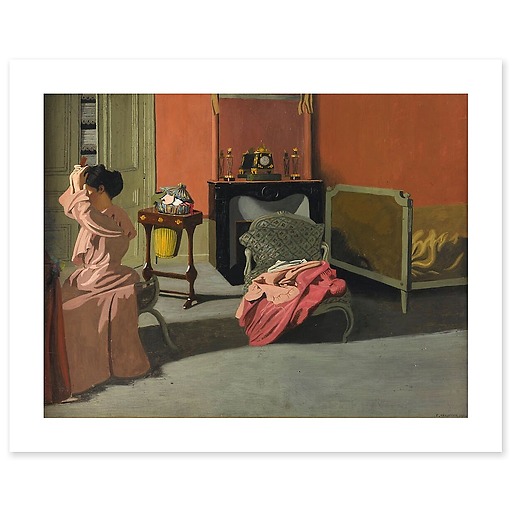 Woman doing her hair (canvas without frame)
