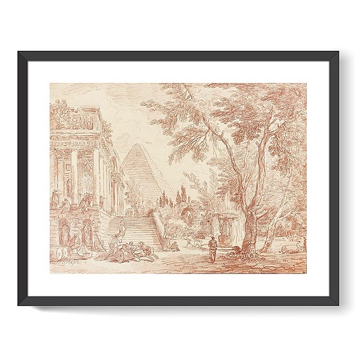 Palace and fountain in a park (framed art prints)