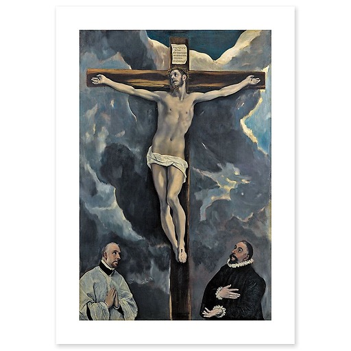 Le Christ en Croix adoré par deux donateurs (détail) (affiches d'art)