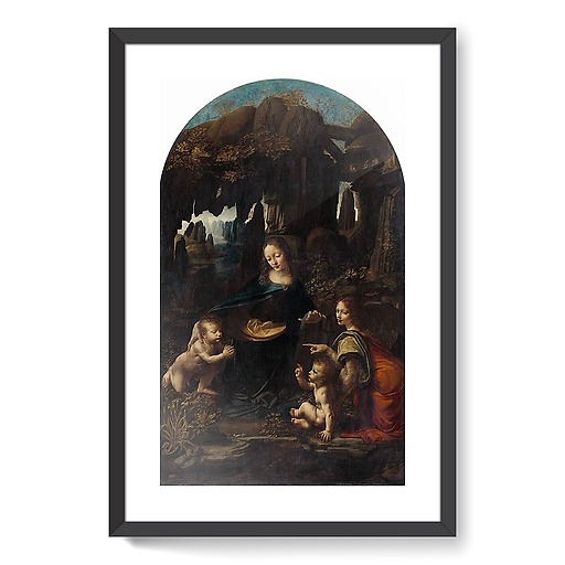 Vierge à l'Enfant avec saint Jean Baptiste et un ange, dite La Vierge aux rochers (affiches d'art encadrées)