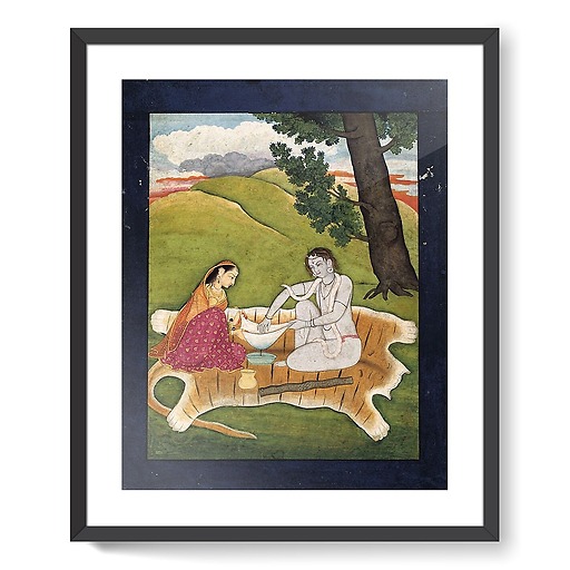 Shiva et Parvati préparant le bhang (affiches d'art encadrées)