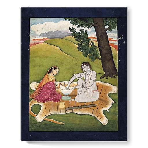 Shiva et Parvati préparant le bhang (stretched canvas)