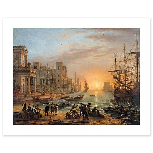Port de mer au soleil couchant (affiches d'art)
