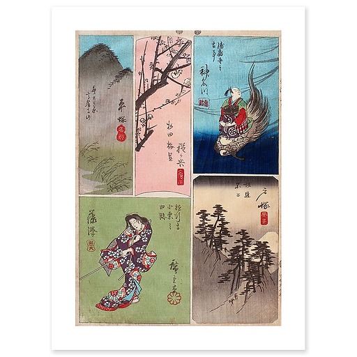 Série des images mêlées de la circulation le long du Tôkaido (art prints)