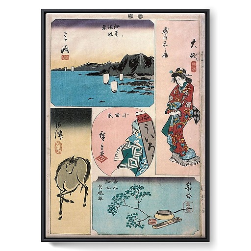 9ème vue : Oïso, 10ème vue : Odawara, 11ème vue : Hakone ; 12ème vue : Numazu (framed canvas)