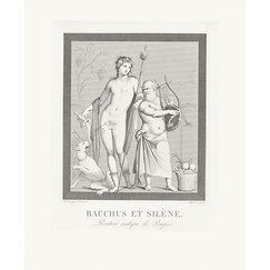 Estampe Bacchus et Silène, peinture antique de Pompeï - Boucher-Desnoyer