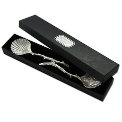 Coffret 2 cuillères baroques coquillage