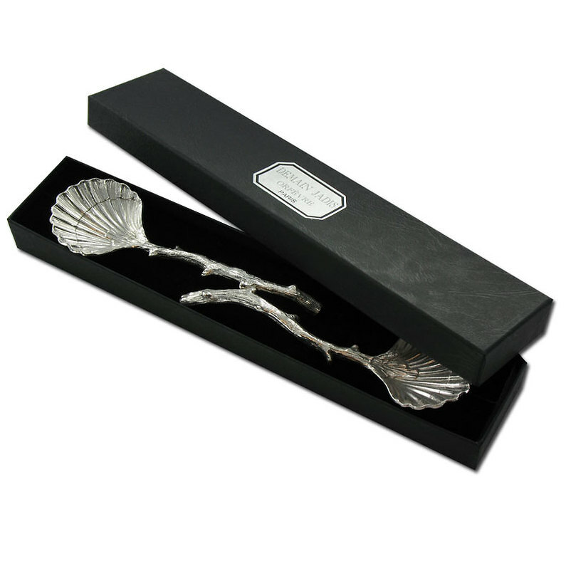 Coffret 2 cuillères baroques coquillage