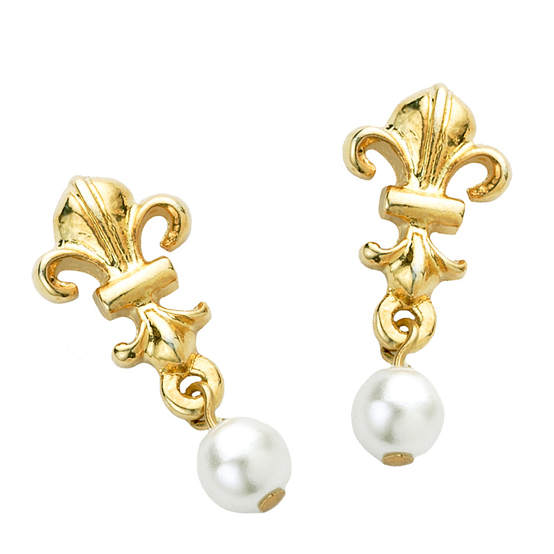 Fleur-de-lis and Bead Earrings