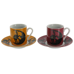Set of two coffee cups "Chat Noir" (Black cat)