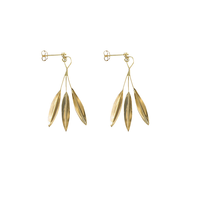 Boucles d'oreilles en Or Couronne feuilles de laurier