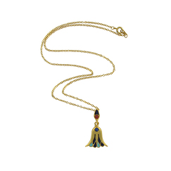 Pendentif fleurs et boutons de lotus sur chaîne