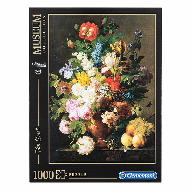 Puzzle 1000 pièces Jan Frans Van Dael - Vase de fleurs, raisins et pêches, 1810