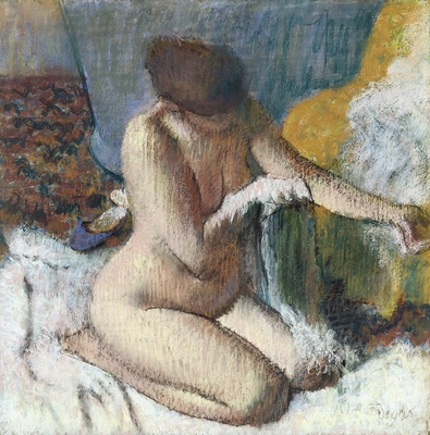 The exit from the bath or Woman wiping her left arm