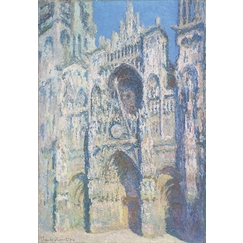 Cathédrale de Rouen, le portail et la tour Saint Romain, plein soleil, harmonie bleue et or