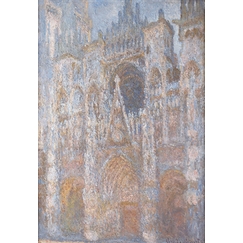 Cathédrale de Rouen, le portail, soleil matinal harmonie bleue