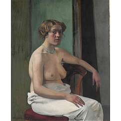 Femme assise à demi-nue