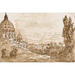 Le dôme de Saint-Pierre de Rome, vu du Janicule