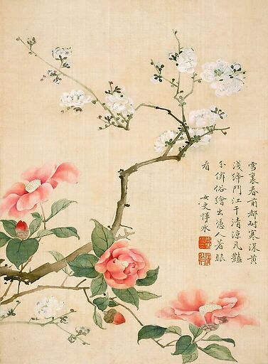 Fleurs et insectes, dynastie Qing