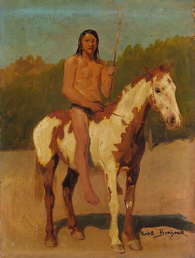 Red skin on horseback