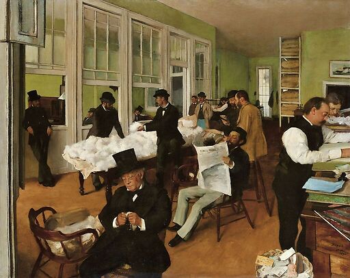 Portraits dans un bureau (Nouvelle-Orléans) [dit aussi Un bureau de coton à La Nouvelle-Orléans] (détail),