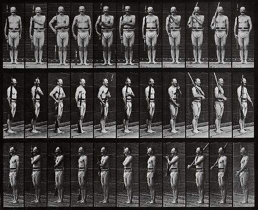 Animal Locomotion: Man In Pelvis Cloth Positioning Bayonet