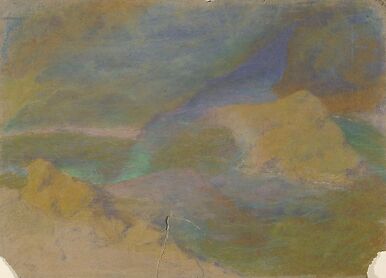 Mountain landscape with rocks in the foreground