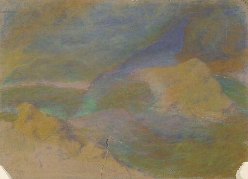 Mountain landscape with rocks in the foreground