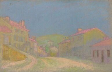 Village with pink roofs