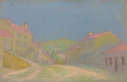 Village with pink roofs