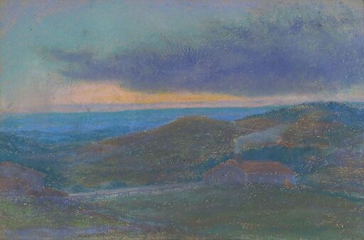 Chaumière au soleil couchant