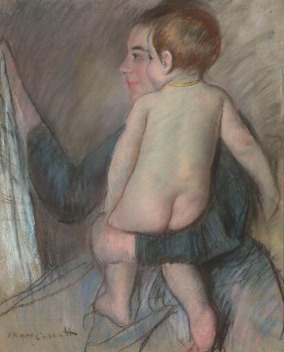 Jeune femme portant un enfant nu ou A la fenêtre