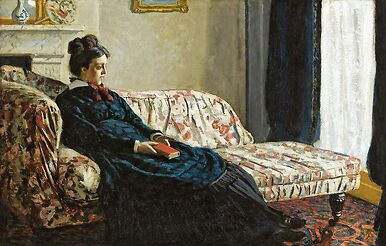 Intérieur ou Méditation. Mme Monet au canapé