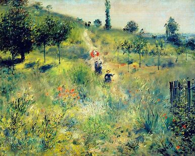 Chemin montant dans les hautes herbes